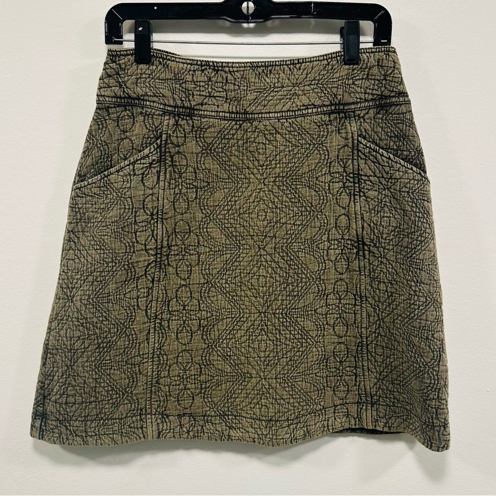 Anthropologie pilcro Olive and Black Patterned Mini Skirt Size 4